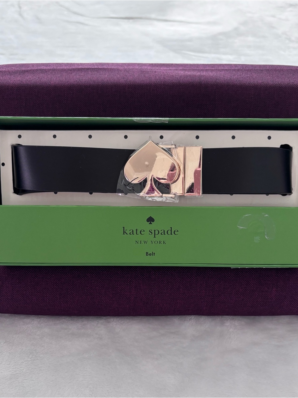 KATE SPADE NY Genuine Leather Twist Reversible Spade Buckle Belt--NWT--L/XL - Picture 3 of 8